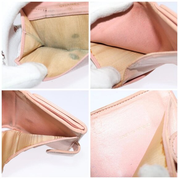 CHANEL Bifold Wallet Grained Calf Skin Pink CC - Picture 15 of 16